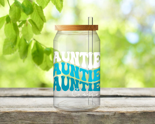 Auntie personalized, UV Dtf, Glass Can Wrap, UV Dtf (Copy)