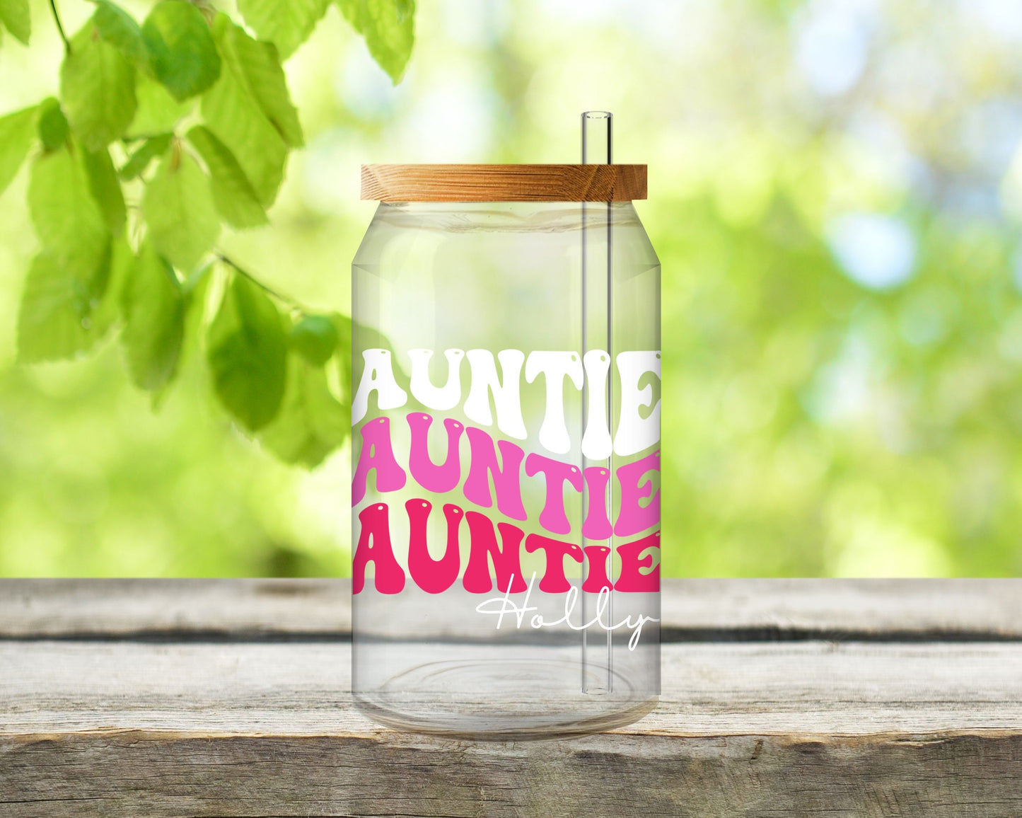 Auntie personalized, UV Dtf, Glass Can Wrap, UV Dtf (Copy)