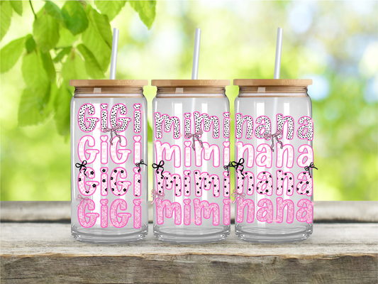 Mama, Mimi, Gigi, Nana, UV Dtf, Glass Can Wrap, UV Dtf